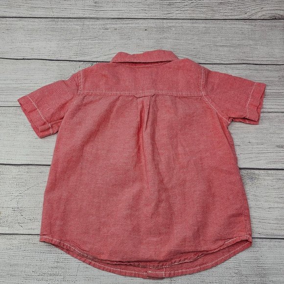 Old Navy Toddler Boys Salmon Button Up Short Sleeve Shirt size 2T - Picture 4 of 6